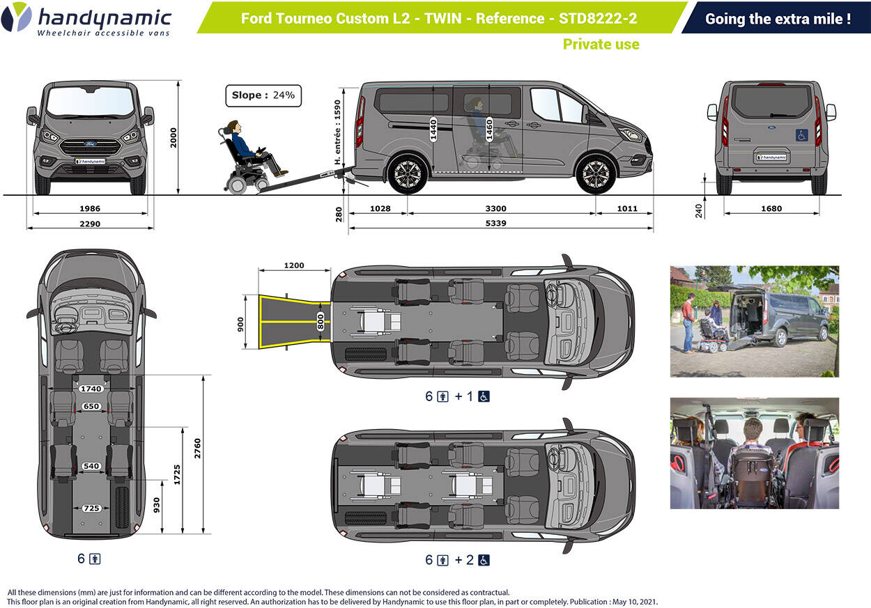 Click on the Ford Tourneo Custom's floor plan to download it in PDF Click on the Ford Tourneo Custom's floor plan to download it in PDF